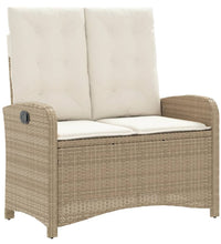 Gartenbank Verstellbar mit Kissen Beige Poly Rattan