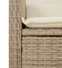 Gartenbank Verstellbar mit Kissen Beige Poly Rattan