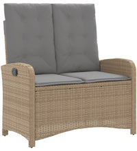 Gartenbank Verstellbar mit Kissen Beige Poly Rattan