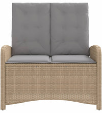 Gartenbank Verstellbar mit Kissen Beige Poly Rattan