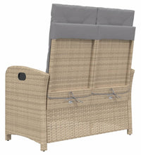 Gartenbank Verstellbar mit Kissen Beige Poly Rattan