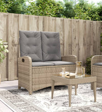 Gartenbank Verstellbar mit Kissen Beige Poly Rattan