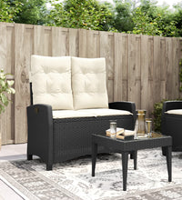 Gartenbank Verstellbar mit Kissen Schwarz Poly Rattan