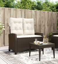 Gartenbank Verstellbar mit Kissen Braun Poly Rattan