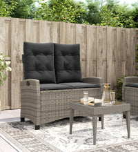 Gartenbank Verstellbar mit Kissen Grau Poly Rattan