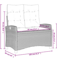 Gartenbank Verstellbar mit Kissen Beige Poly Rattan