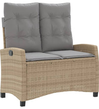 Gartenbank Verstellbar mit Kissen Beige Poly Rattan