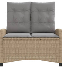 Gartenbank Verstellbar mit Kissen Beige Poly Rattan