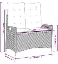 Gartenbank Verstellbar mit Kissen Schwarz Poly Rattan