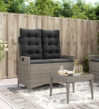 Gartenbank Verstellbar mit Kissen Grau Poly Rattan