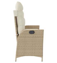 Gartenbank Verstellbar mit Kissen Beige Poly Rattan