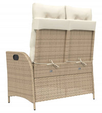 Gartenbank Verstellbar mit Kissen Beige Poly Rattan