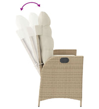 Gartenbank Verstellbar mit Kissen Beige Poly Rattan