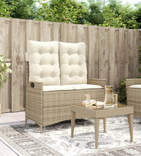 Gartenbank Verstellbar mit Kissen Beige Poly Rattan