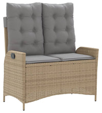 Gartenbank Verstellbar mit Kissen Beige Poly Rattan