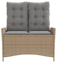 Gartenbank Verstellbar mit Kissen Beige Poly Rattan