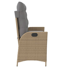 Gartenbank Verstellbar mit Kissen Beige Poly Rattan