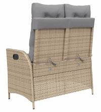 Gartenbank Verstellbar mit Kissen Beige Poly Rattan