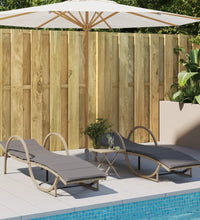 Sonnenliegen 2 Stk. mit Tisch Beige Poly Rattan