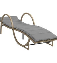 Sonnenliegen 2 Stk. mit Tisch Beige Poly Rattan