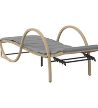 Sonnenliegen 2 Stk. mit Tisch Beige Poly Rattan