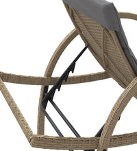 Sonnenliegen 2 Stk. mit Tisch Beige Poly Rattan