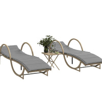 Sonnenliegen 2 Stk. mit Tisch Beige Poly Rattan