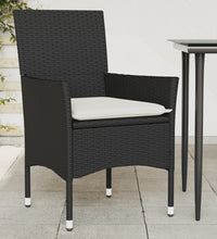 Gartenstühle mit Kissen 2 Stk. Schwarz Poly Rattan