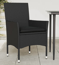 Gartenstühle mit Kissen 2 Stk. Schwarz Poly Rattan