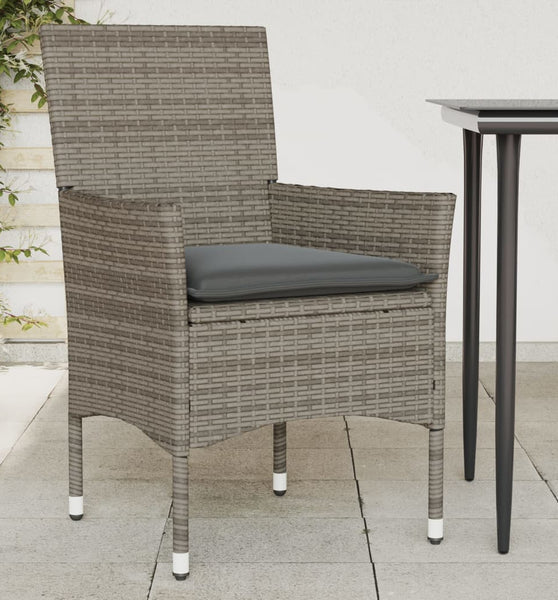 Gartenstühle mit Kissen 2 Stk. Grau Poly Rattan