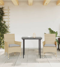 Gartenstühle mit Kissen 2 Stk. Beige Poly Rattan