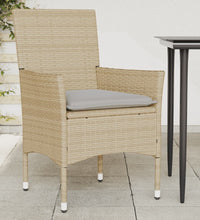 Gartenstühle mit Kissen 2 Stk. Beige Poly Rattan