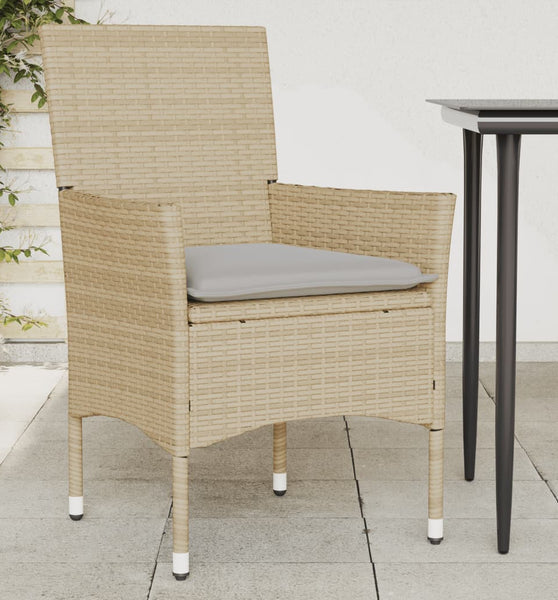 Gartenstühle mit Kissen 2 Stk. Beige Poly Rattan