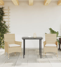 Gartenstühle mit Kissen 2 Stk. Beige Poly Rattan