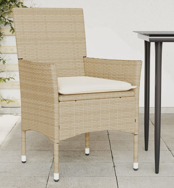 Gartenstühle mit Kissen 2 Stk. Beige Poly Rattan