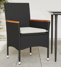 Gartenstühle mit Kissen 2 Stk. Schwarz Poly Rattan