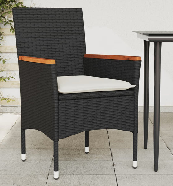 Gartenstühle mit Kissen 2 Stk. Schwarz Poly Rattan