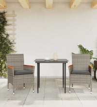 Gartenstühle mit Kissen 2 Stk. Grau Poly Rattan