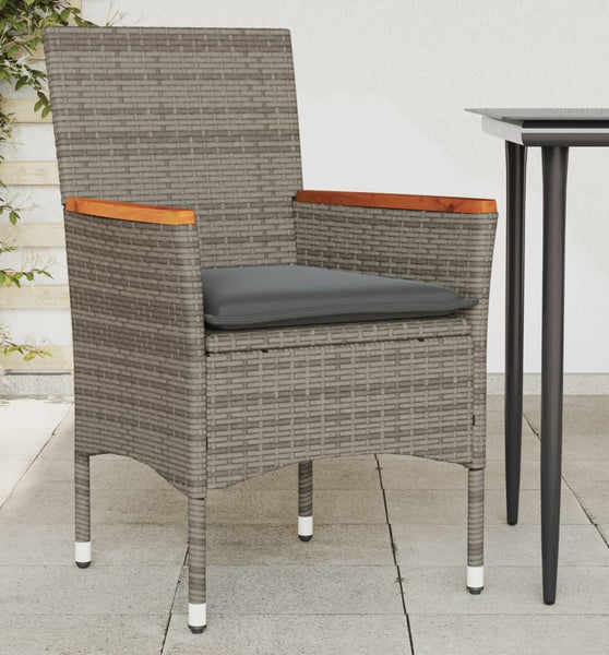 Gartenstühle mit Kissen 2 Stk. Grau Poly Rattan