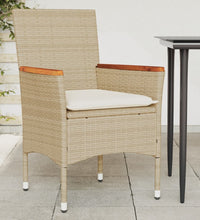 Gartenstühle mit Kissen 2 Stk. Beige Poly Rattan