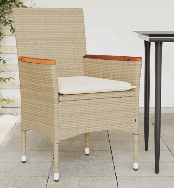 Gartenstühle mit Kissen 2 Stk. Beige Poly Rattan