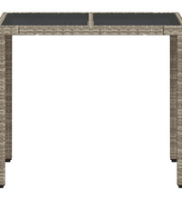 Gartentisch mit Glasplatte Hellgrau 90x90x75 cm Poly Rattan