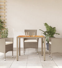 Gartentisch Beige 90x90x75 cm Poly Rattan Akazienholz