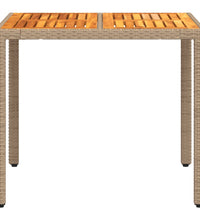 Gartentisch Beige 90x90x75 cm Poly Rattan Akazienholz