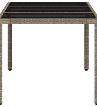 Gartentisch mit Glasplatte Hellgrau 150x90x75 cm Poly Rattan