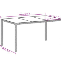 Gartentisch mit Glasplatte Weiß 150x90x75 cm Poly Rattan