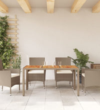 Gartentisch Beige 150x90x75 cm Poly Rattan Akazienholz