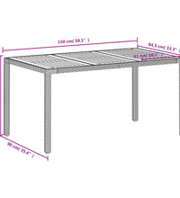 Gartentisch Beige 150x90x75 cm Poly Rattan Akazienholz