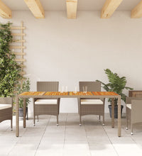 Gartentisch Beige 190x90x75 cm Poly Rattan Akazienholz