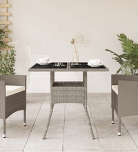 Gartentisch mit Glasplatte Hellgrau 80x80x75 cm Poly Rattan